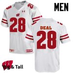 Men's Wisconsin Badgers NCAA #28 Taiwan Deal White Authentic Under Armour Big & Tall Stitched College Football Jersey CG31N53OL